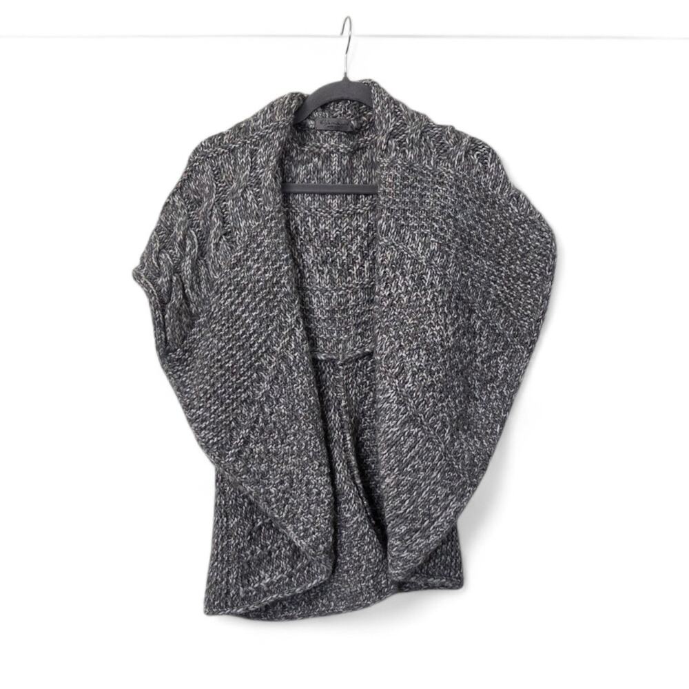 Elsamanda Wool Alpaca Gray Open Draped Chunky Cardigan Sweater Italy, Medium